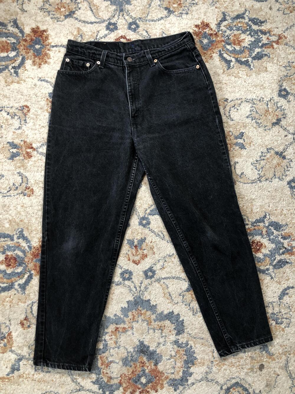 Vintage Levis Jeans Womens 14 Black Tapered Leg High Waist 100% Cotton USA 90s